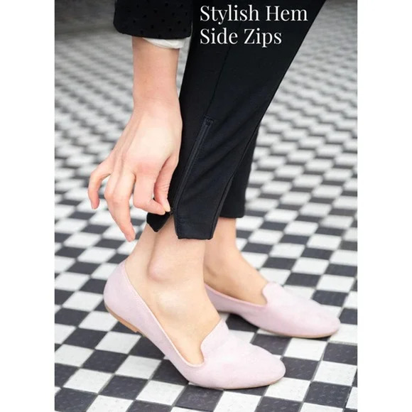 Betabrand Pants Small Long Black Skinny Leg Dress Yoga Cigarette Zip - Picture 8 of 16